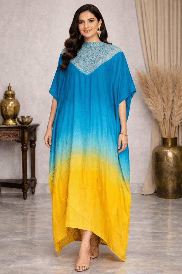 Blue & Yellow Ombre Kaftan Dress