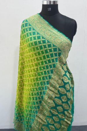 Sea Green with Parrot Red Raibandhej Georgette Dupatta