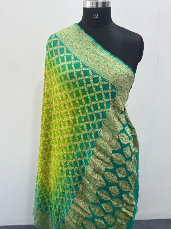 Sea Green with Parrot Red Raibandhej Georgette Dupatta