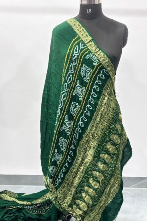 Green Pure Gajisilk Kasumbo Nakshi Border Raibandhej Saree