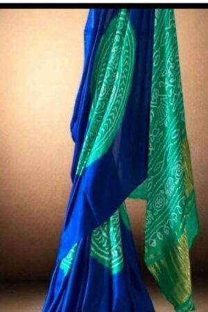 Royal Blue & Emerald Green Pure Gaji Silk Rasmandal Raibandhej Saree