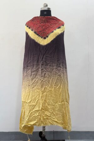 Mustard Yellow Dark Brown Ombre Kaftan Dress