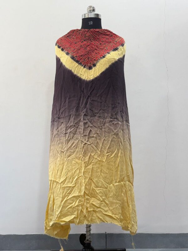 Mustard Yellow Dark Brown Ombre Kaftan Dress