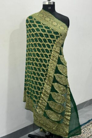 Green Neem Jari Janglo Dupatta in Georgette