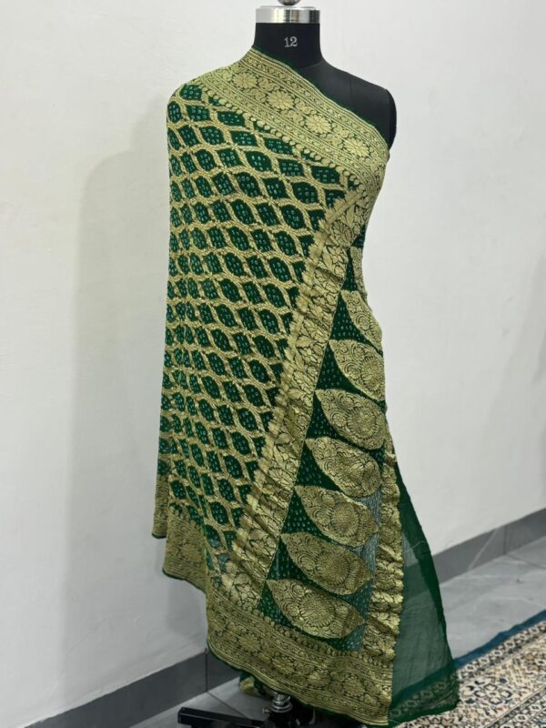 Green Neem Jari Janglo Dupatta in Georgette