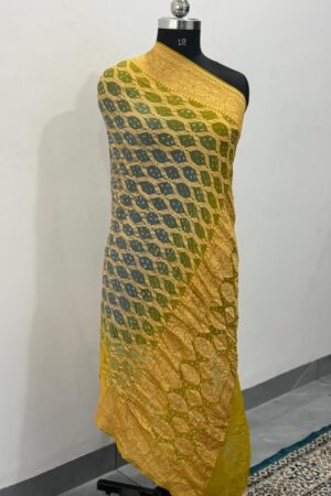 Yellow Grey Neem Jari Janglo Dupatta in Georgette
