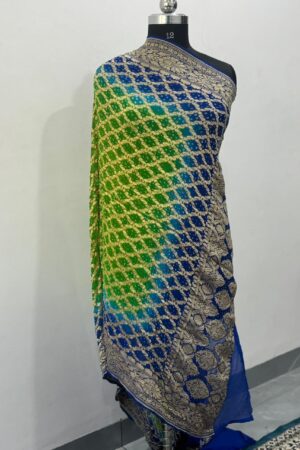 Multi Color Neem Jari Janglo Dupatta in Georgette
