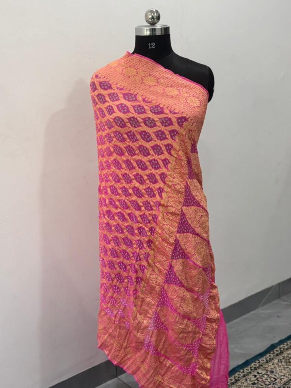 Baby Pink Neem Jari Janglo Dupatta in Georgette