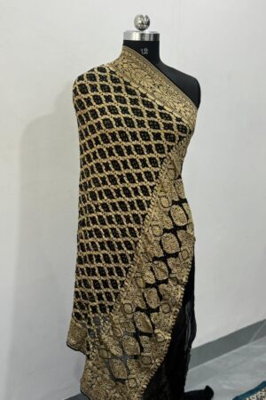 Black Neem Jari Janglo Dupatta in Georgette