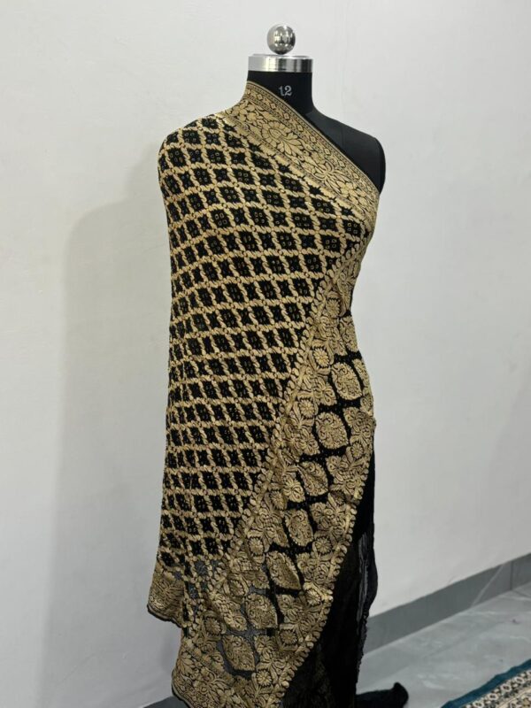 Black Neem Jari Janglo Dupatta in Georgette