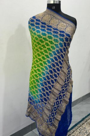 Multi Color Neem Jari Janglo Dupatta in Georgette