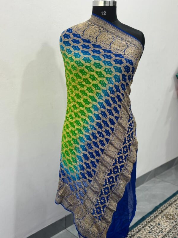 Multi Color Neem Jari Janglo Dupatta in Georgette