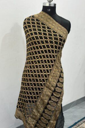 Black Neem Jari Janglo Dupatta in Georgette