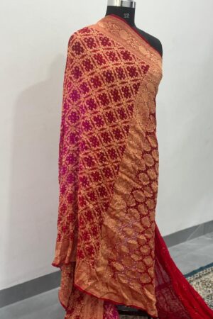Red Rani Janglo Saree in Georgette