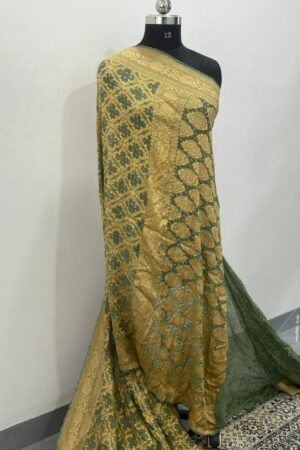 Olive Green Janglo Saree in Georgette