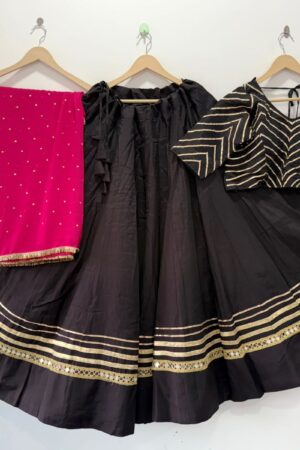 Black Pure Roman Silk Lehenga Choli