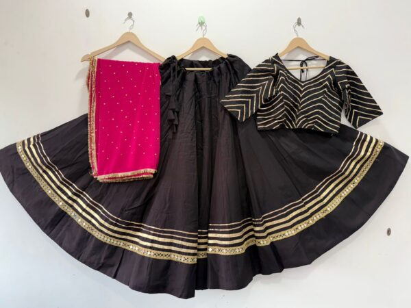 Black Pure Roman Silk Lehenga Choli
