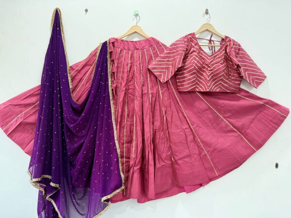 Onion Pink Pure Roman Silk Lehenga Choli