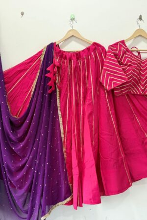 Rani pink Pure Roman Silk Lehenga Choli
