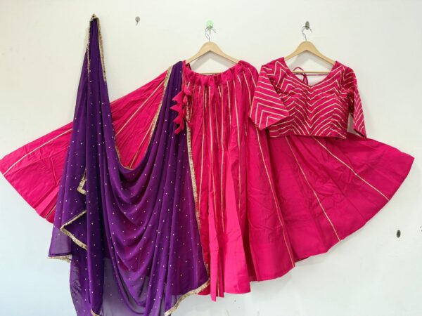 Rani pink Pure Roman Silk Lehenga Choli