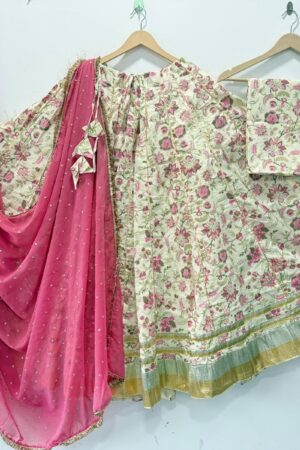 Pure camric cotton heavy lappa border chaniya choli