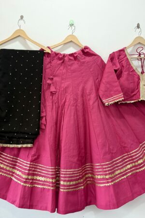 Pink Roman Silk Lehenga Choli
