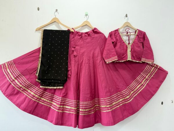 Pink Roman Silk Lehenga Choli