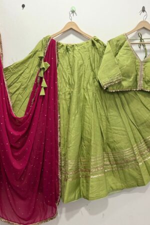 Pista Roman Silk Lehenga Choli