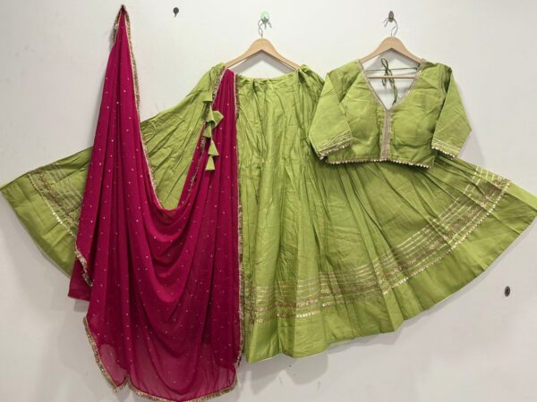 Pista Roman Silk Lehenga Choli