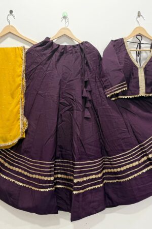 Wine Roman Silk Lehenga Choli