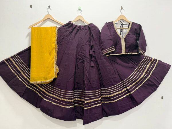 Wine Roman Silk Lehenga Choli