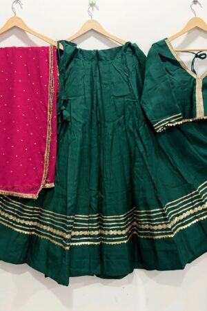 Green Roman Silk Lehenga Choli