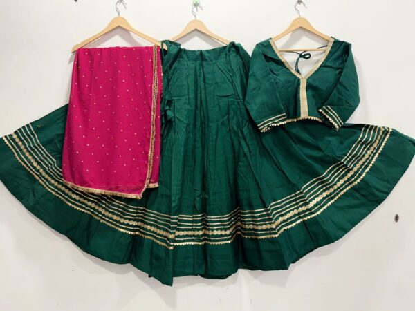 Green Roman Silk Lehenga Choli