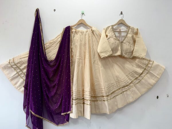 Milky white  Roman Silk Lehenga Choli