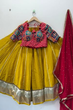 Pure Roman Exclusive Silk Lehenga Choli with Machine Embroidered Blouse & SiffonDupatta