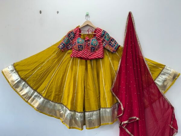 Pure Roman Exclusive Silk Lehenga Choli with Machine Embroidered Blouse & SiffonDupatta