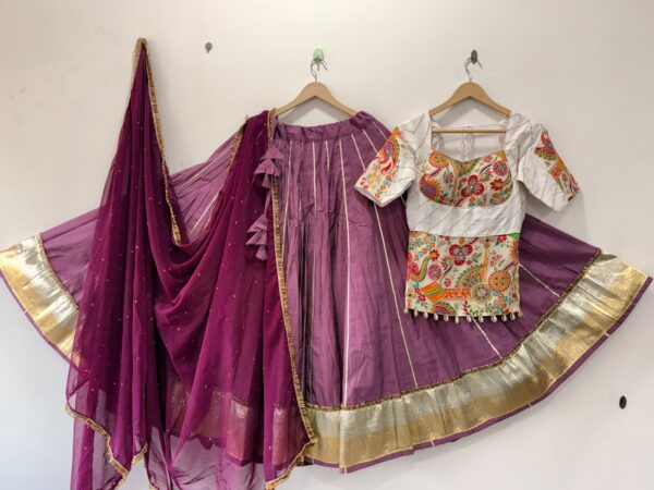 Pure Roman Exclusive Silk Lehenga Choli with Machine Embroidered Blouse & SiffonDupatta