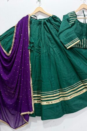 Green Pure Roman Silk Lehenga Choli