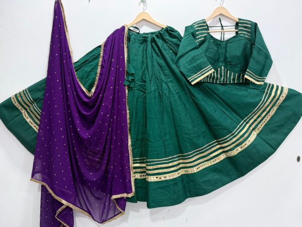 Green Pure Roman Silk Lehenga Choli