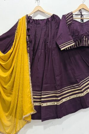Wine Pure Roman Silk Lehenga Choli