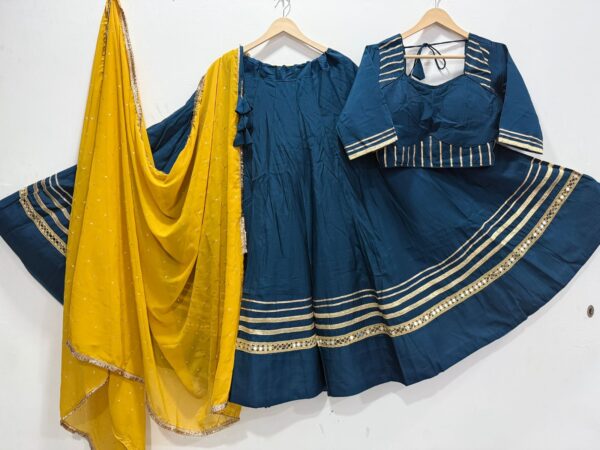 Indigo Blue Pure Roman Silk Lehenga Choli
