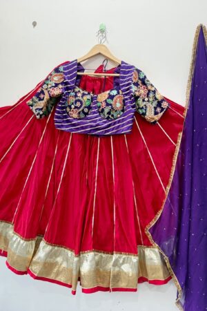 Pure Roman Exclusive Silk Lehenga Choli with Machine Embroidered Blouse & SiffonDupatta