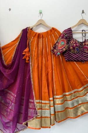 Pure Roman Exclusive Silk Lehenga Choli with Machine Embroidered Blouse & SiffonDupatta