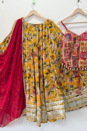 Pure Roman Exclusive Silk Lehenga Choli with Machine Embroidered Blouse & SiffonDupatta