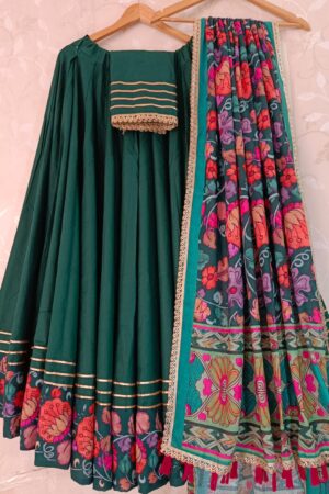 Green flex cambric Navratri Special lahenga choli