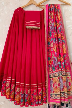 Red flex cambric Navratri Special lahenga choli