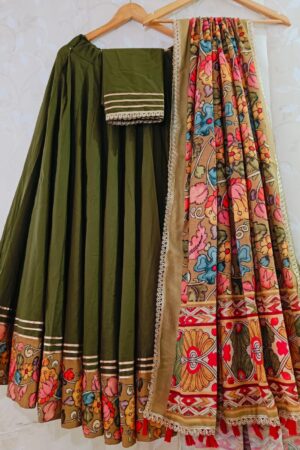 Mehndi Green flex cambric Navratri Special lahenga choli