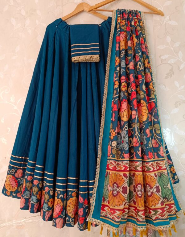 Teal Blue flex cambric Navratri Special lahenga choli