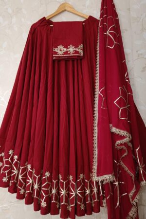 Red Navratri special premium Lahenga choli with designer Duppta