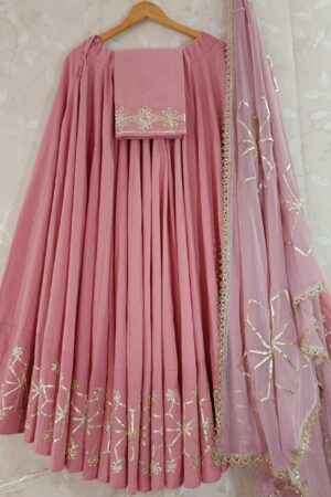 Baby Pink Navratri special premium Lahenga choli with designer Duppta